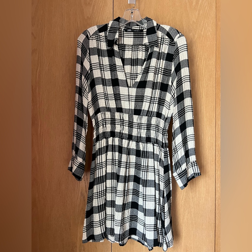 Zara Monochrome Checkered Dress